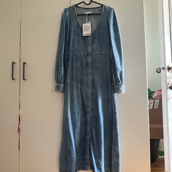 BNWT GANNI denim mini dress size 34 - Picture 1 of 4